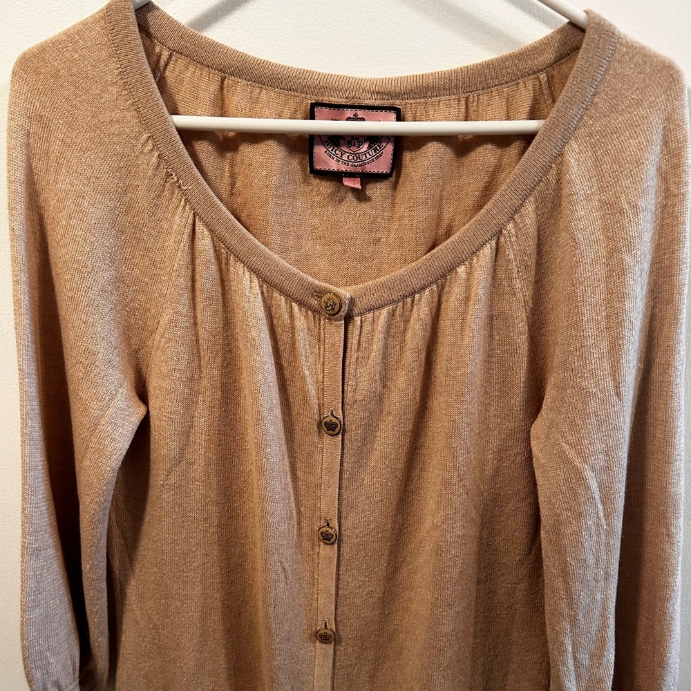 JUICY COUTURE BEAUTIFUL BEIGE CASHMERE&SILK CARDIGAN Medium Luxurious